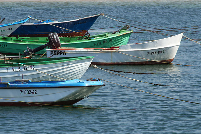 Zirrimarran olatuak, katean ondo lotu txalupak (Wikimedia Commons)